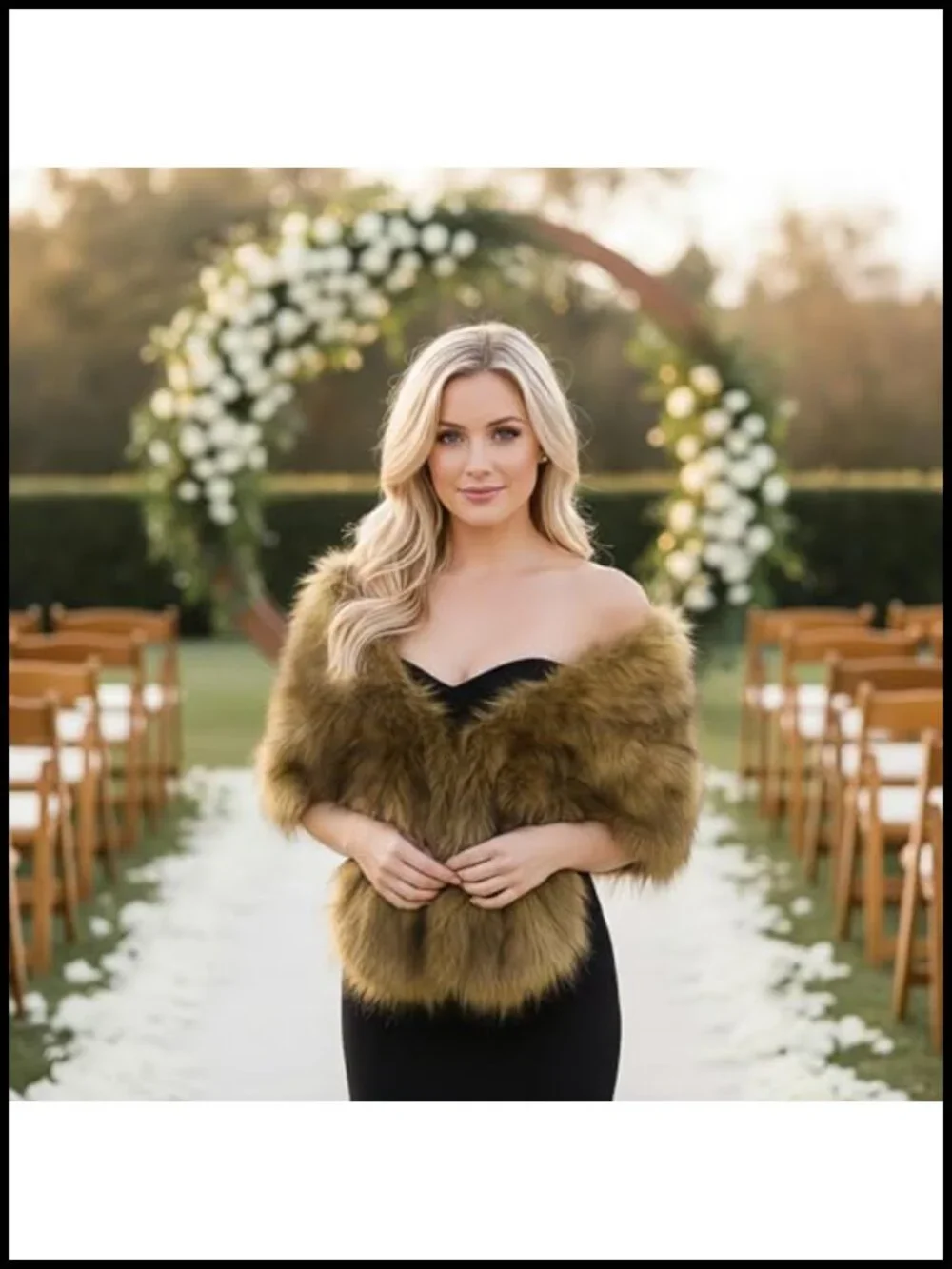 2 Pcs Faux Fur Shawl Wrap Winter Stole Shrug Cape Bride Bridesmaid Party